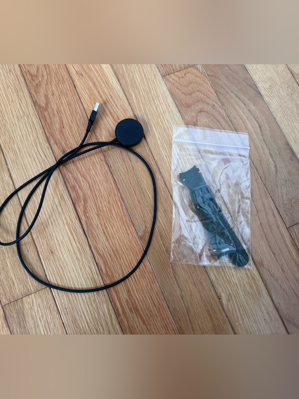 Samsung Galaxy Watch USB Charging Cable and Green Sports Band